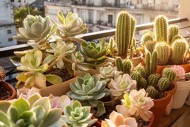 Suculentas y cactus en un balcón porteño, seguros para mascotas